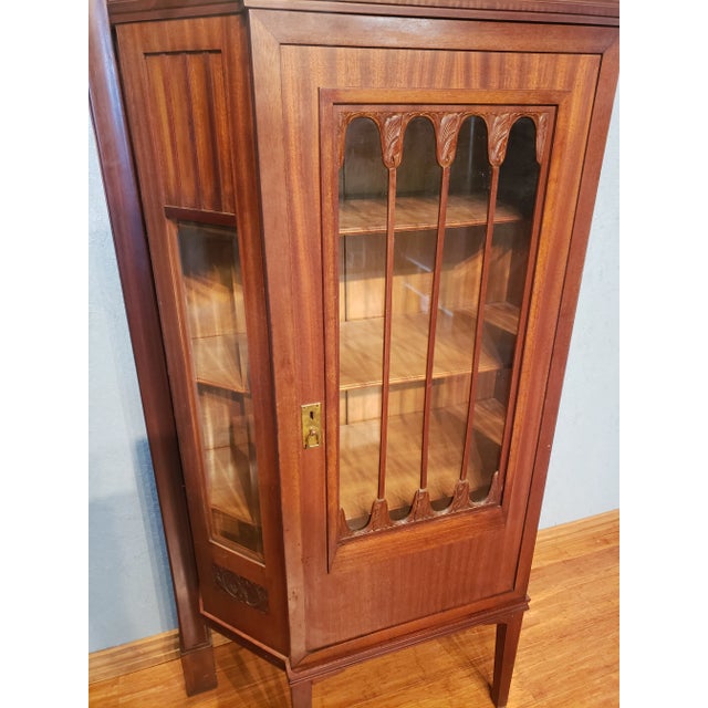 Brown Early 20th Century Antique Walnut Victorian Curio Cabinet With Mirror For Sale - Image 8 of 13