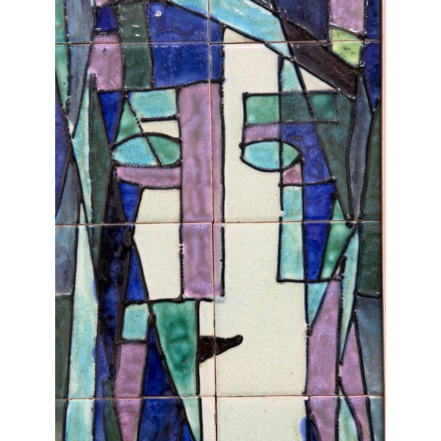 1960s 1960s Harris G. Stron Twelve Ceramic Tile Modernist Woman's Portrait For Sale - Image 5 of 14