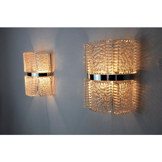 Very nice pair of Kaiser Leuchten wall lights, designed and produced in Germany in the 1960s. Frosted glass and white...