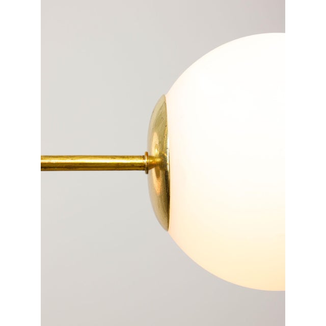 Mid-Century Modern Mid-Century Modern Italian Pendant Light in Brass and Opaline Glass, 1960s For Sale - Image 3 of 15