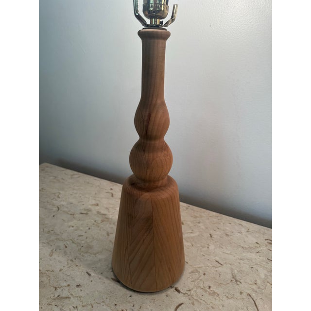 Mid-Century Modern 1960s Mid Century Scandinavian Turned Wood Table Lamps - a Pair For Sale - Image 3 of 11