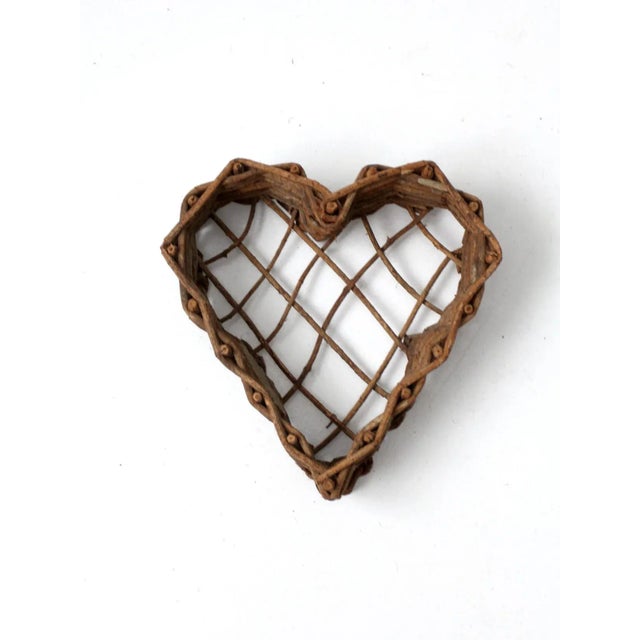 Farmhouse Vintage Twig Heart Basket For Sale - Image 3 of 7
