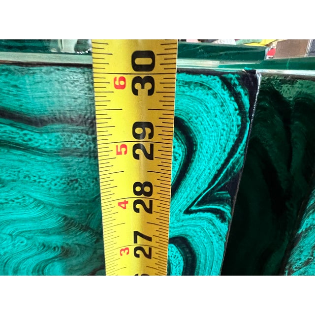 Teal Hollywood Regency Faux Malachite Cube Tables - A Pair For Sale - Image 8 of 8