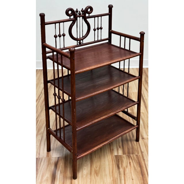 Antique Mahogany Lyre Motif Bookshelf Etagere For Sale In Kansas City - Image 6 of 11