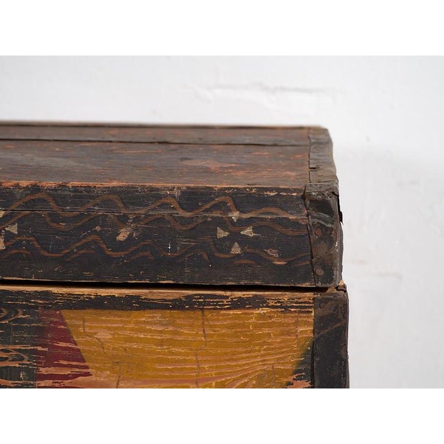 Hand Painted Antique Ethnic Trunk, 1890s For Sale - Image 12 of 18