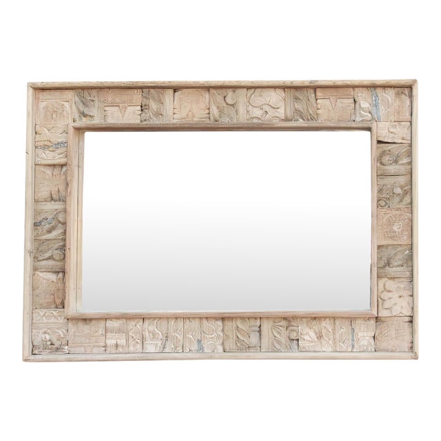 Rust Modern Farmhouse Carved Mirror For Sale