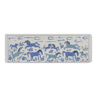 Colorful Horse Silk Suzani Decor 1'8'' X 4'5'' For Sale