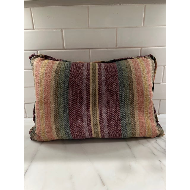 Purple Classic Cloth Kilburnie Pattern Striped Wool Lumbar Pillow For Sale - Image 8 of 13