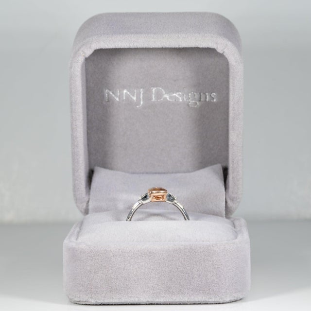 1.3Ct Imperial Topaz Ring With Natural Diamond Accents in Solid 14k Gold, 9x5mm, Size 6.75 For Sale - Image 4 of 9