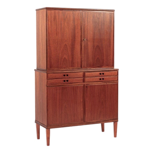 Mid Century Danish Modern Teak Storage Cabinet, Circa 1960, Two-Piece For Sale
