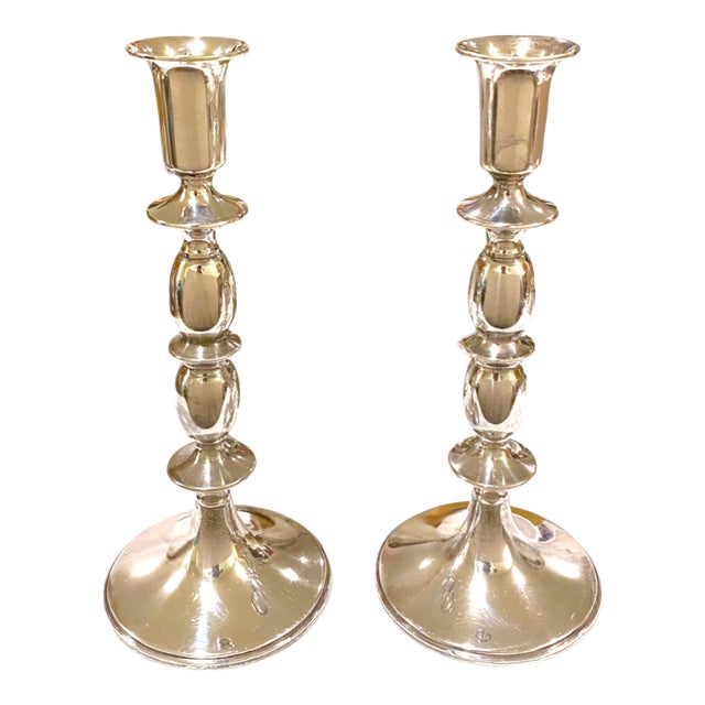 Sterling Weighted Silver Candlesticks From Gump's San Francisco Pair .925 Decor For Sale