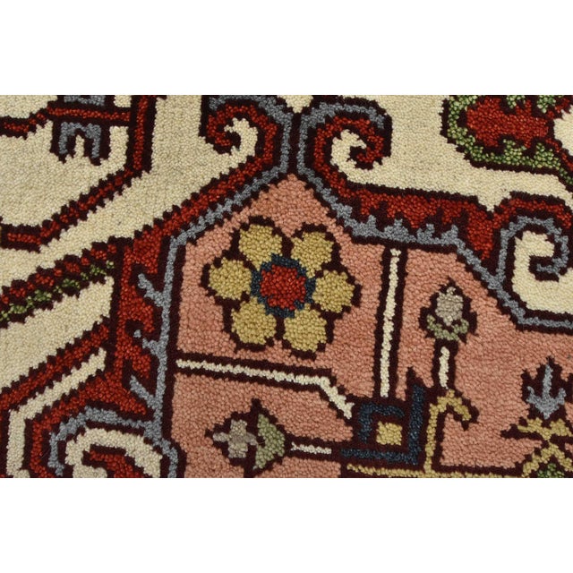 Heriz Rug 8’11” X 11’9” Blue Wool Tribal Hand-Knotted Oriental Carpet For Sale - Image 4 of 15