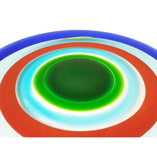 Murano glass centerpiece dish designed by Berit Johansson for Salviati in 1991. Signature of the maker engraved on the...