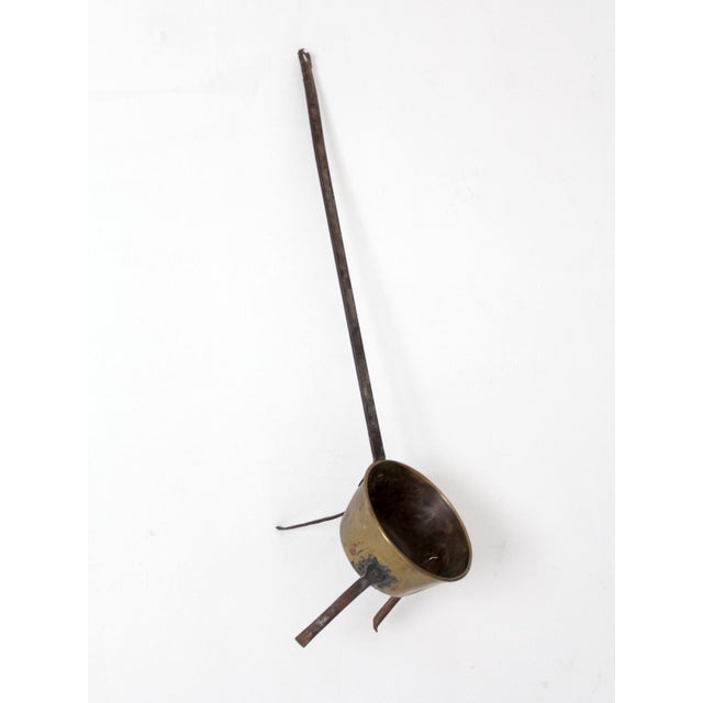Antique Brass and Iron Three-Legged Hearth Cooking Pan For Sale - Image 16 of 16