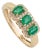 14k Yellow Gold Modern Classic Emerald Diamond Three Stone Ring Size 5.5 For Sale