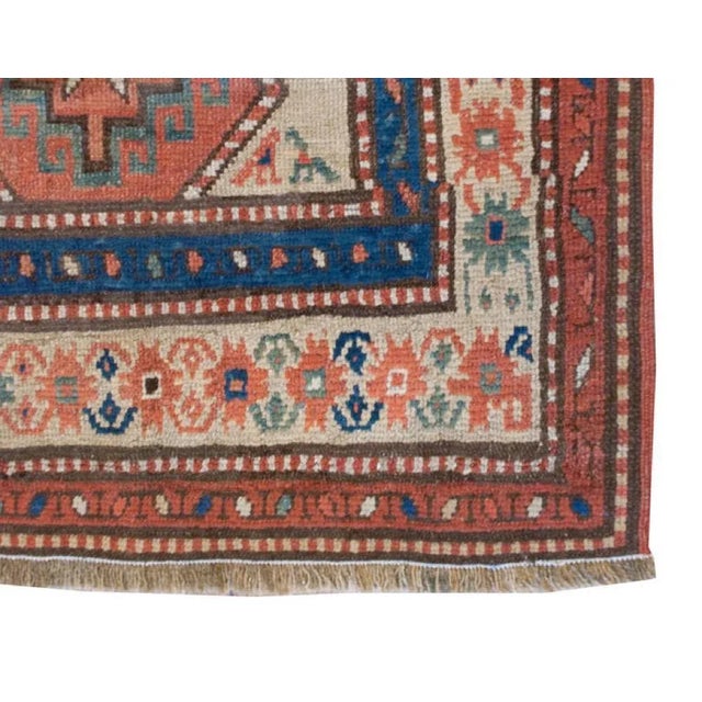 Transitional 19th Century Caucasian Geometric Medallion Moghan Rug For Sale - Image 3 of 4