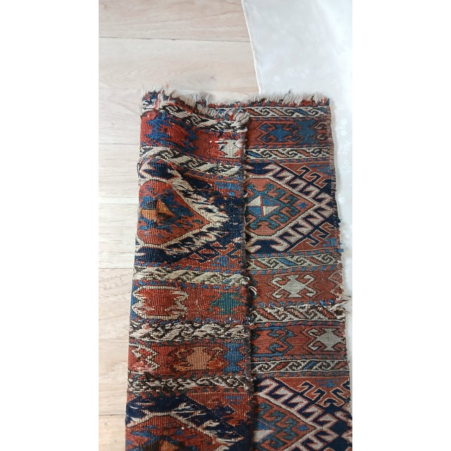 Blue Antique Shahsavan Soumak Flatweave Bag Face Fragment – 21" X 27" For Sale - Image 8 of 16