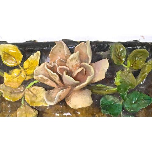 Antique French Barbotine Majolica Basket Cachepot. For Sale In Atlanta - Image 6 of 7