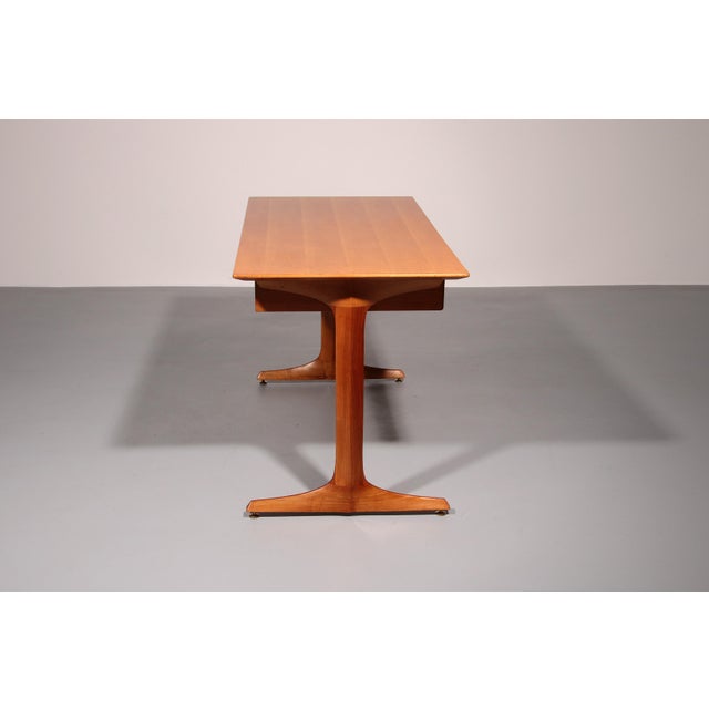 Tan Italian Architects Walnut Desk by Gianfranco Frattini for Bernini, 1950s For Sale - Image 8 of 12
