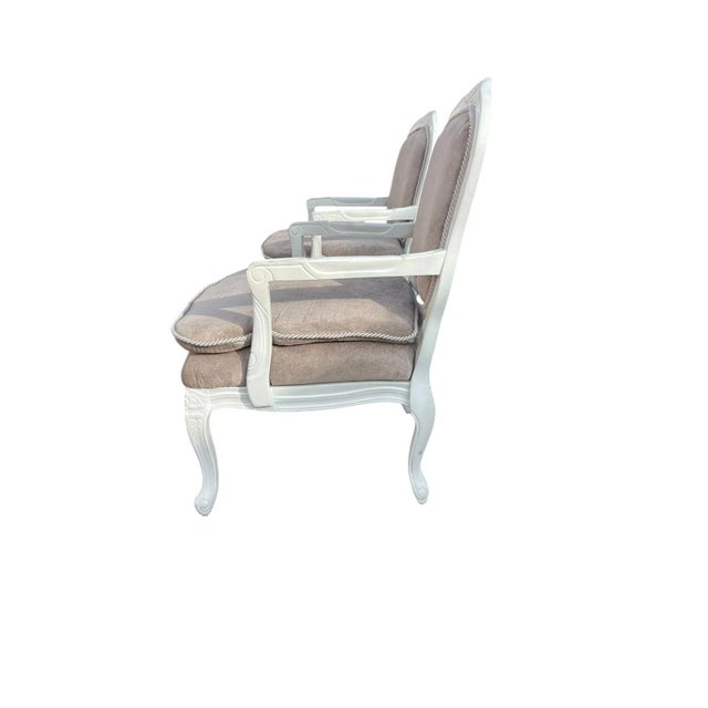 1960s Pair of Vintage French Upholstered Armchairs For Sale - Image 5 of 5