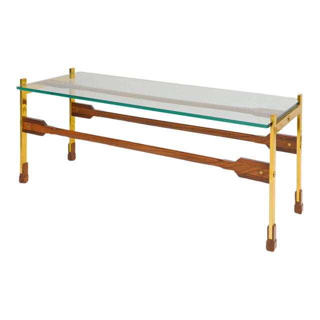 Sculptural Rosewood and Brass Coffee Table For Sale