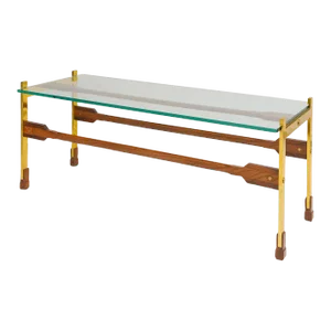 Sculptural Rosewood and Brass Coffee Table