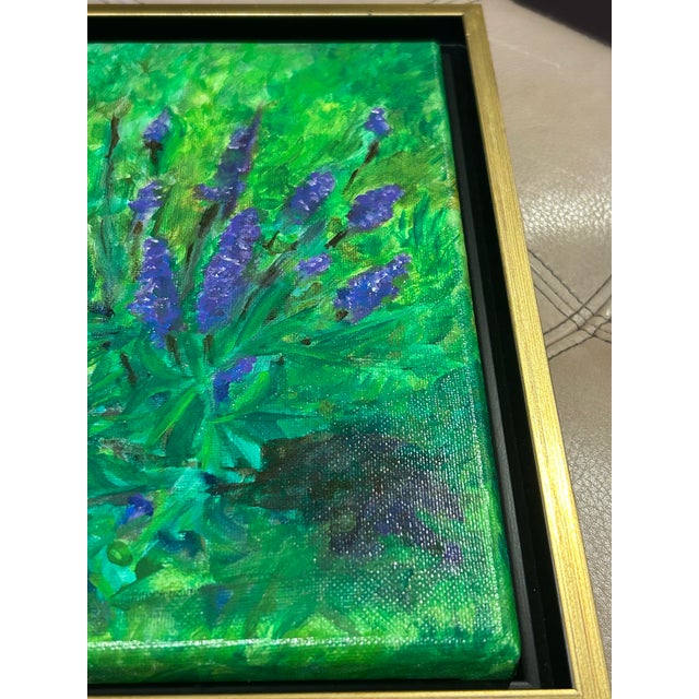 Impressionist Acrylic Painting of Vibrant Purple Flowers For Sale - Image 3 of 6