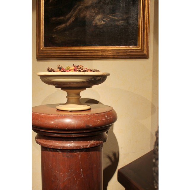 Italian 19th Century Neoclassical Marble Bowl on Pedestal or Tazza Centerpiece For Sale - Image 16 of 17