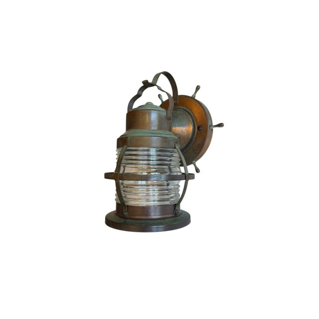 1930s Circa 1930’s Nautical Lantern Copper Porch Light For Sale - Image 5 of 6