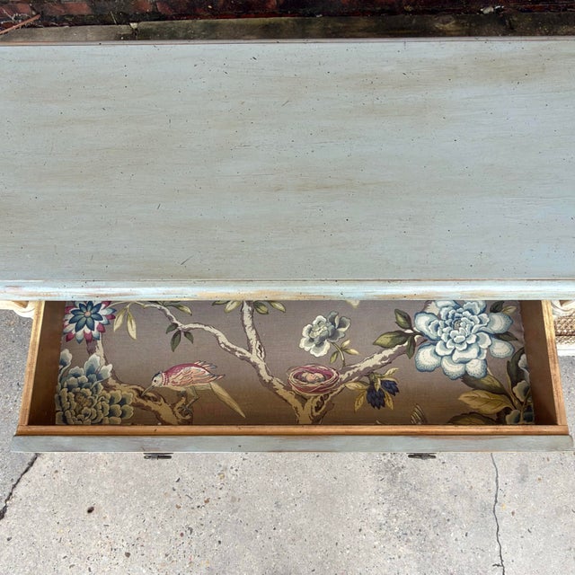 Royal Blue Late 20th Century Swedish Gustavian Style Draper's Table — Newly Painted For Sale - Image 8 of 17