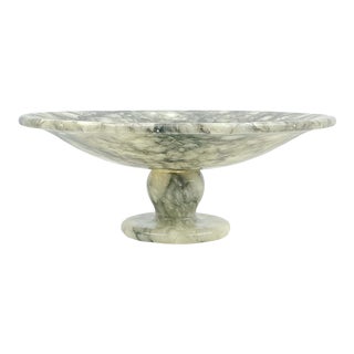 Vintage Alabaster Carved Pedestal Decorative Bowl For Sale
