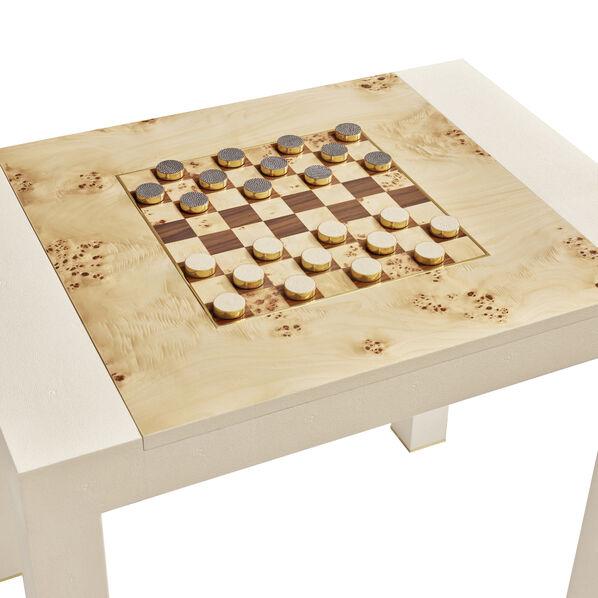 AERIN Faux Shagreen Game Table, Cream For Sale In New York - Image 6 of 10