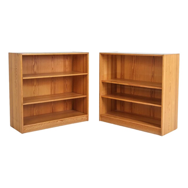 1960s Pair of Danish Modern Pine Bookcases, Mogens Koch Style For Sale