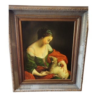 1920s Oil Painting Copy of Pompeo Girolamo Batoni "Allegory of Meekness" For Sale