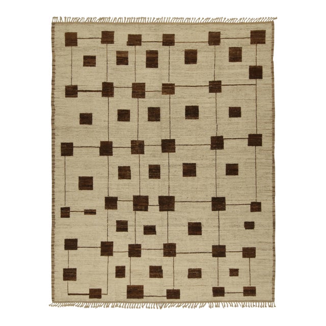 Rug & Kilim’s Modern Rug with Beige-brown Geometric Patterns - 10x14 For Sale