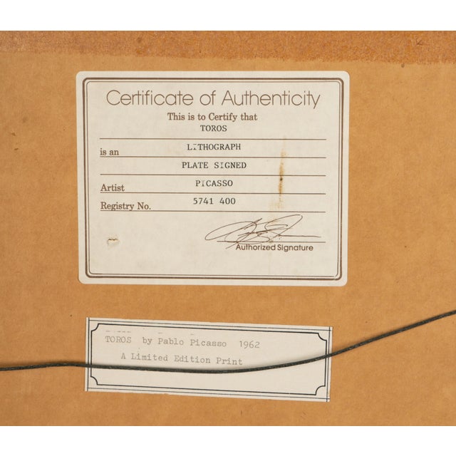 Printmaking Materials Pablo Picasso Lithograph – Toros Y Toreros, 1962, Framed For Sale - Image 7 of 8