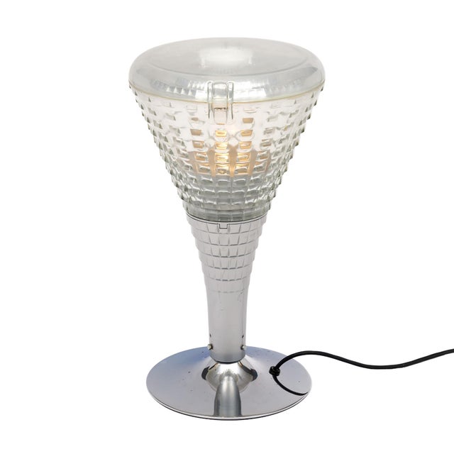 Metal Italian Modernist Floor Lamp, Chrome and Glass, Circa 1970 For Sale - Image 7 of 9