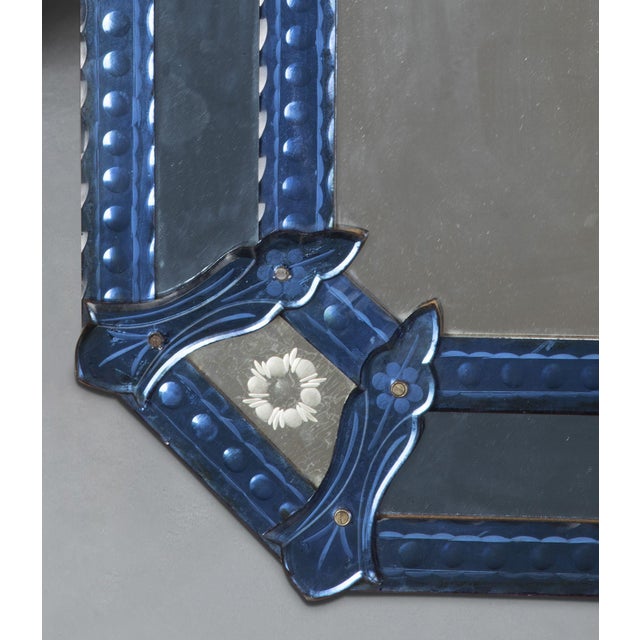 Late 19th Century Antique Venetian Blue Glass Mirror, 1890 For Sale - Image 5 of 6