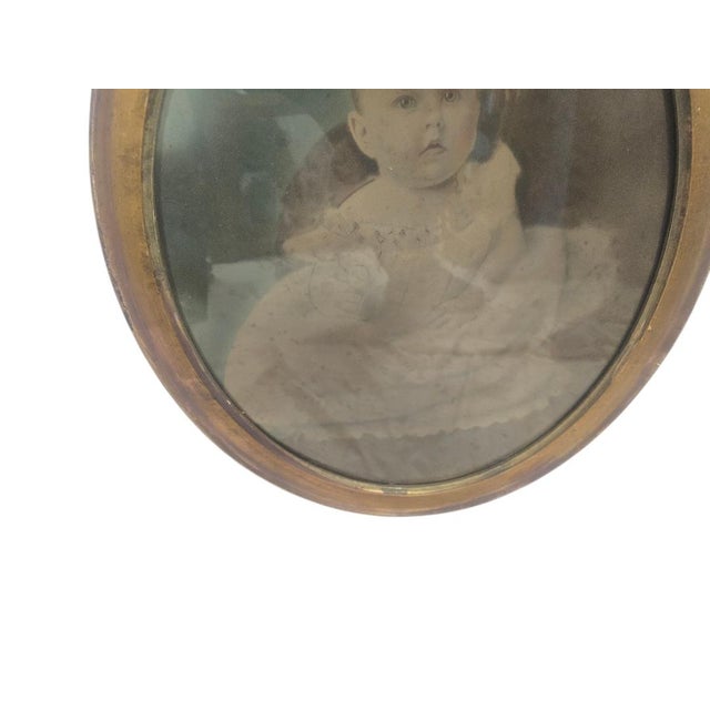 “Antique Oval Convex Frame Child Portrait – Hand-Tinted c.1890–1910” For Sale - Image 4 of 4