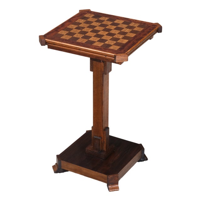 Art Deco Table in Oak with Checkerboard Top, Netherlands, 1930 For Sale
