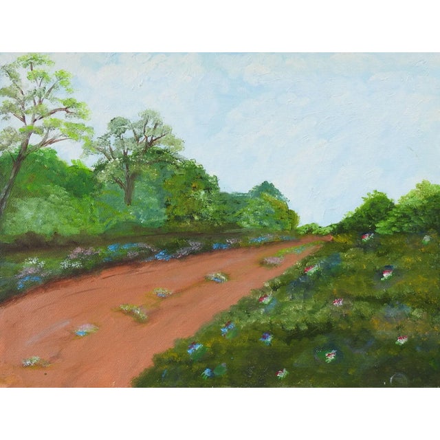 Rustic Late 20th Century Country Road Landscape Painting For Sale - Image 3 of 3
