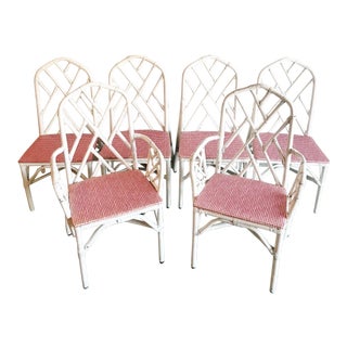 1960s Chippendale Rattan Dining Chairs- Set of 6 For Sale