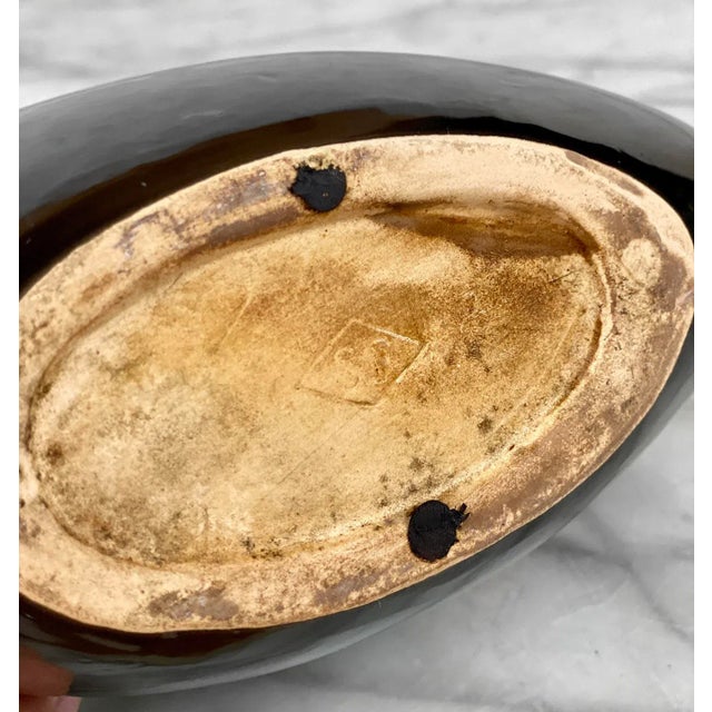 Black Mid-Century Art Deco Asymmetrical Black Porcelain Vase Planter For Sale - Image 8 of 8