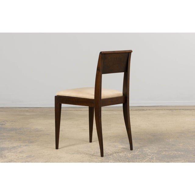 1930s French Art Deco Mahogany Side Chair W/ Cream Leather For Sale - Image 13 of 18