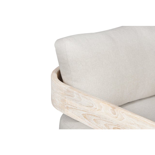 Wood Paradiso Outdoor Solid Teak Wood Chair Natural Look - Grey Fabric For Sale - Image 7 of 9