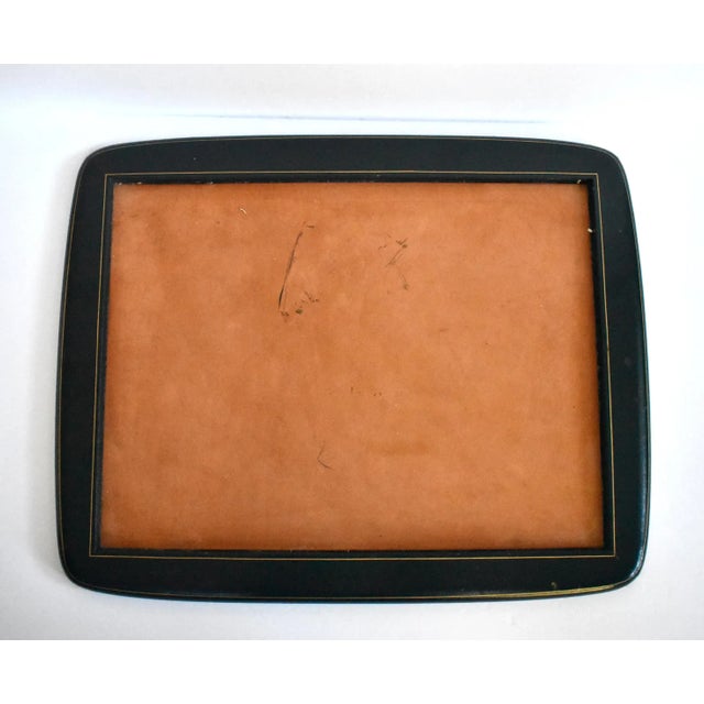 Vintage Italian Green Leather Desk Set - Document Holder, Ashtray, and Letter Holder For Sale - Image 4 of 13