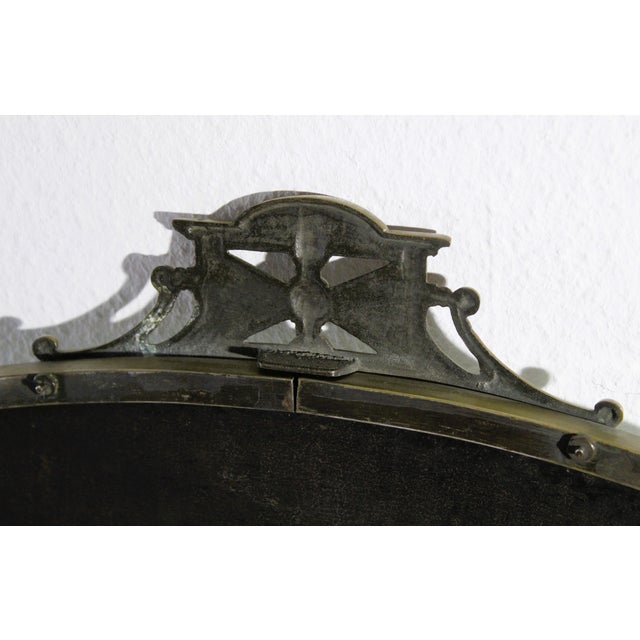 Gold Late Victorian Oval Faceted Brass Wall Mirror, 1890s For Sale - Image 8 of 11