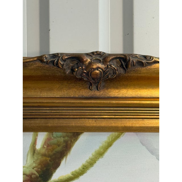 Green Vintage Late 20th Century Toucans in Paradise Tropical Print in Ornate Gold Baroque Frame — Curated by Turtle and Crane Reproduction For Sale - Image 8 of 9