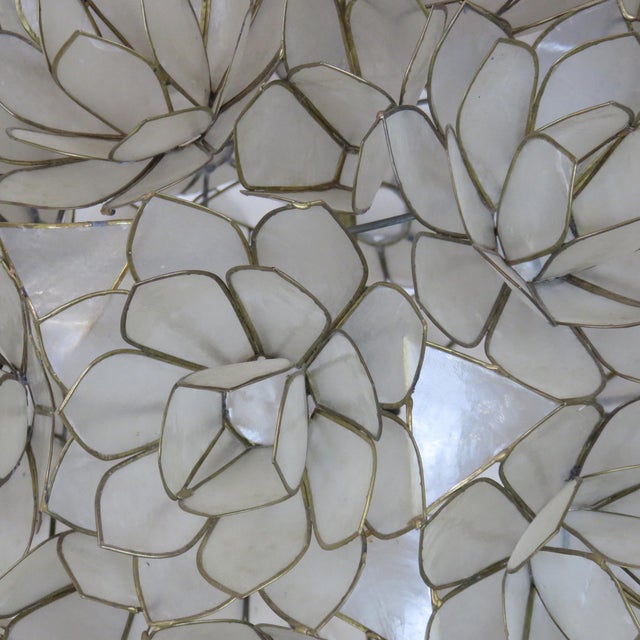 1960s Capiz Shell Lotus Pendant Light For Sale - Image 4 of 8