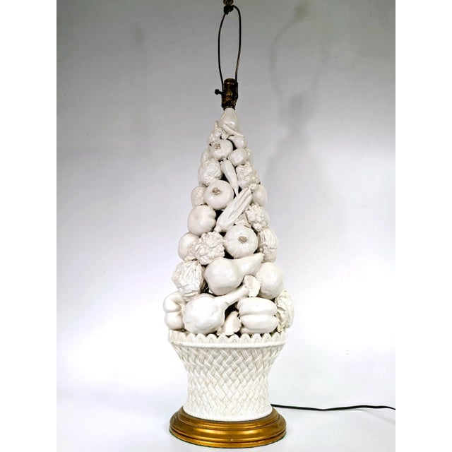 20th Century Italian White Porcelain Topiary Lamp For Sale In San Francisco - Image 6 of 6
